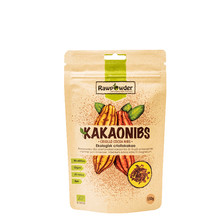 Ekologiska Kakaonibs 150 g – från Rawpowder – 71 kr – hos Bodystore
