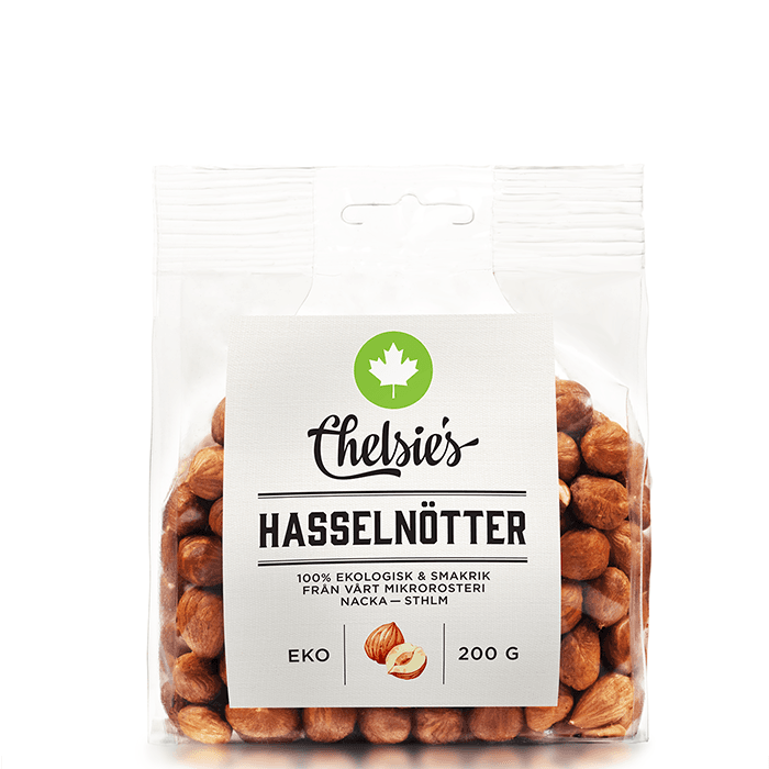 Hasselnötter 200 g – från Chelsie s Organic Gourmet Prod – 95 kr – hos Bodystore