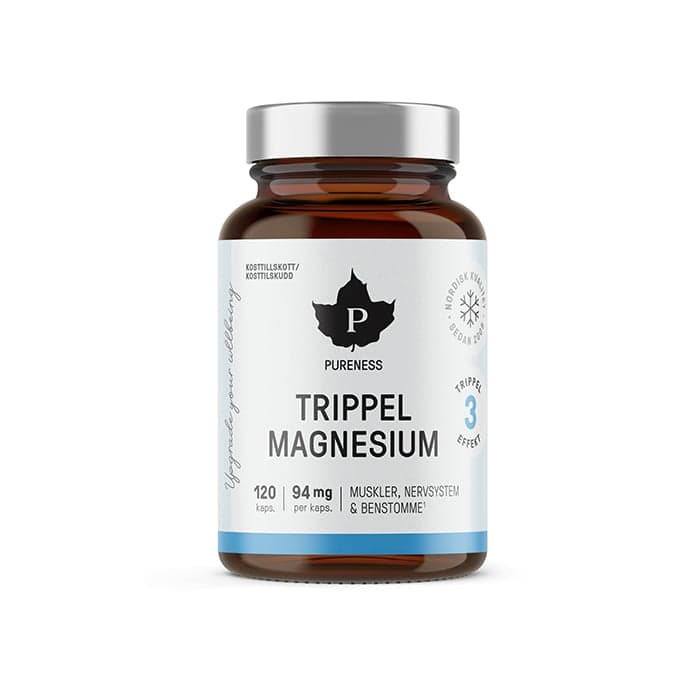 Trippel Magnesium 120 kapslar – från Pureness – 148 kr – hos Bodystore