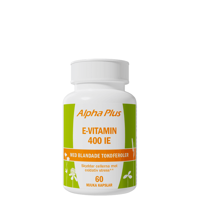 E-vitamin 400IE 60 mjuka kapslar – från Alpha Plus – 169 kr – hos Bodystore