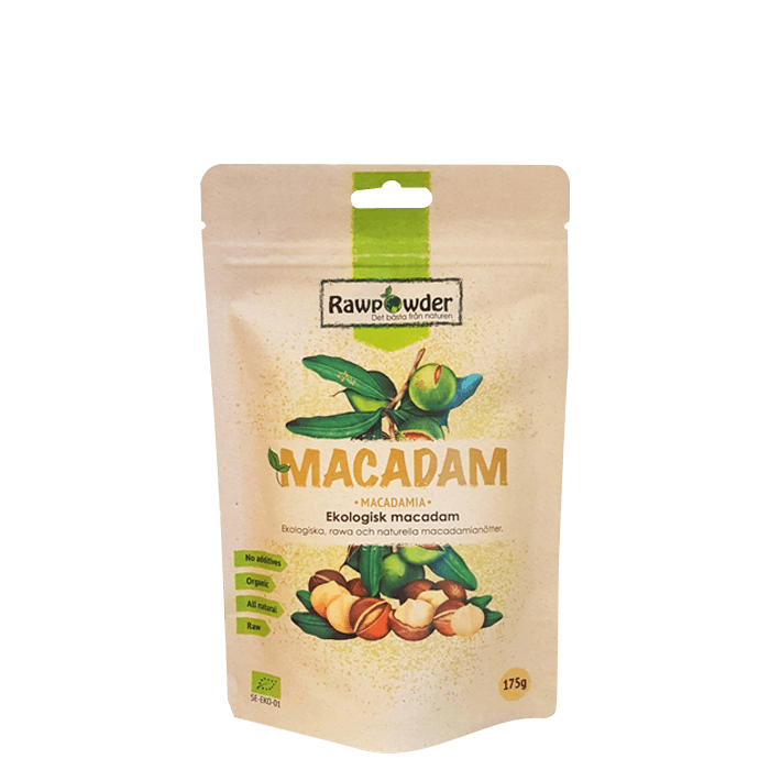 Ekologiska Naturella Macadamnötter 175 g – från Rawpowder – 94 kr – hos Bodystore