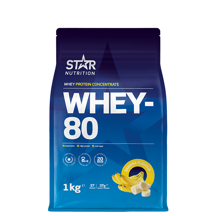 Whey-80 Vassleprotein 1 kg – från Star Nutrition – 399 kr – hos Bodystore