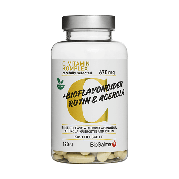 C-vitamin Komplex 670 mg bioflavonoider 120 tabletter från BioSalma – köp hos Bodystore