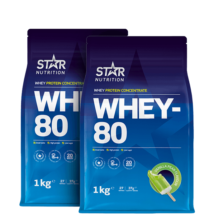 2 x Whey-80 Vassleprotein 1 kg från Star Nutrition – köp hos Bodystore
