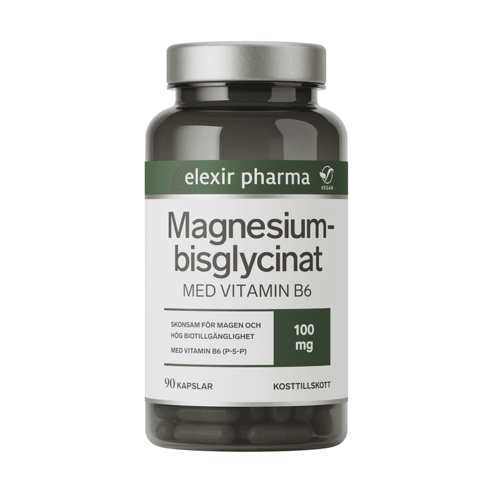 Magnesiumbisglycinat 90 kapslar – från Elexir Pharma – 150 kr – hos Bodystore