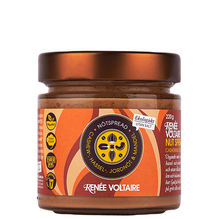 Nötsmör Cashewnöt Hasselnöt Jordnöt & Mandel 220 g – från Renée Voltaire – 85 kr – hos Bodystore