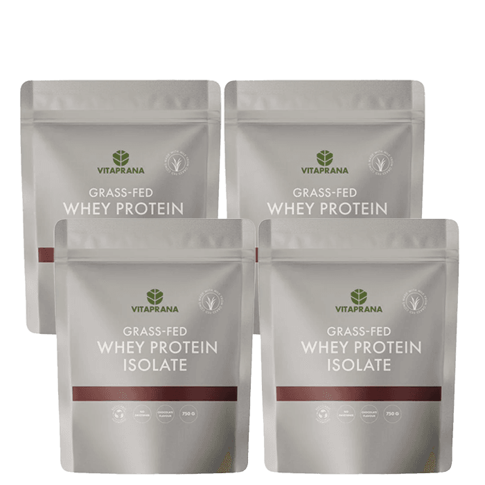 Mix&Match 4 x Vassleproteinisolat Grass-fed 750 g – från Vitaprana – 1349 kr – hos Bodystore
