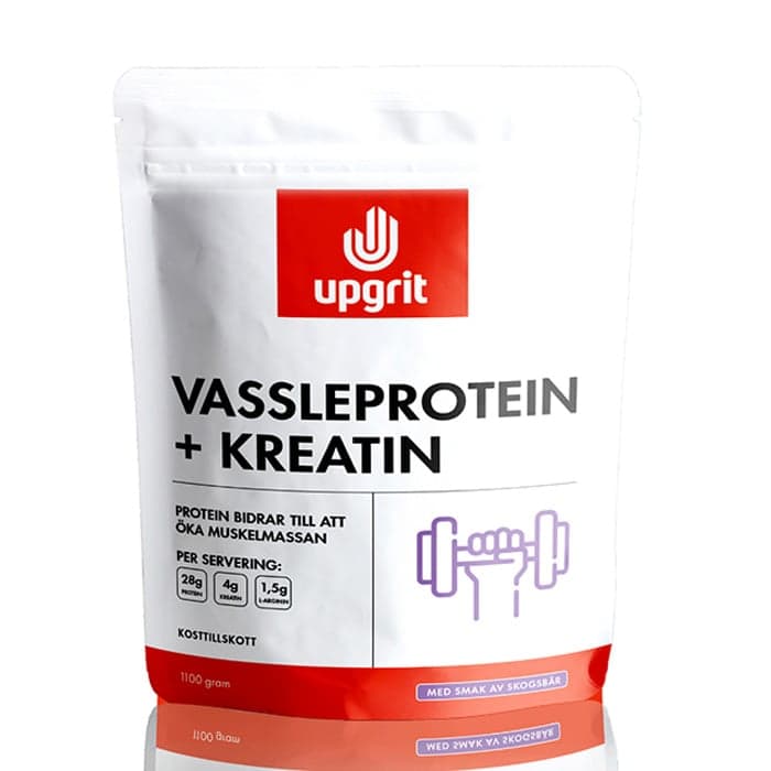 Vassleprotein + Kreatin Skogsbär 1100 g – från Upgrit – 434 kr – hos Bodystore