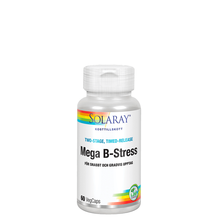 Mega B-Stress B-vitamin 60 kapslar – från Solaray – 185 kr – hos Bodystore