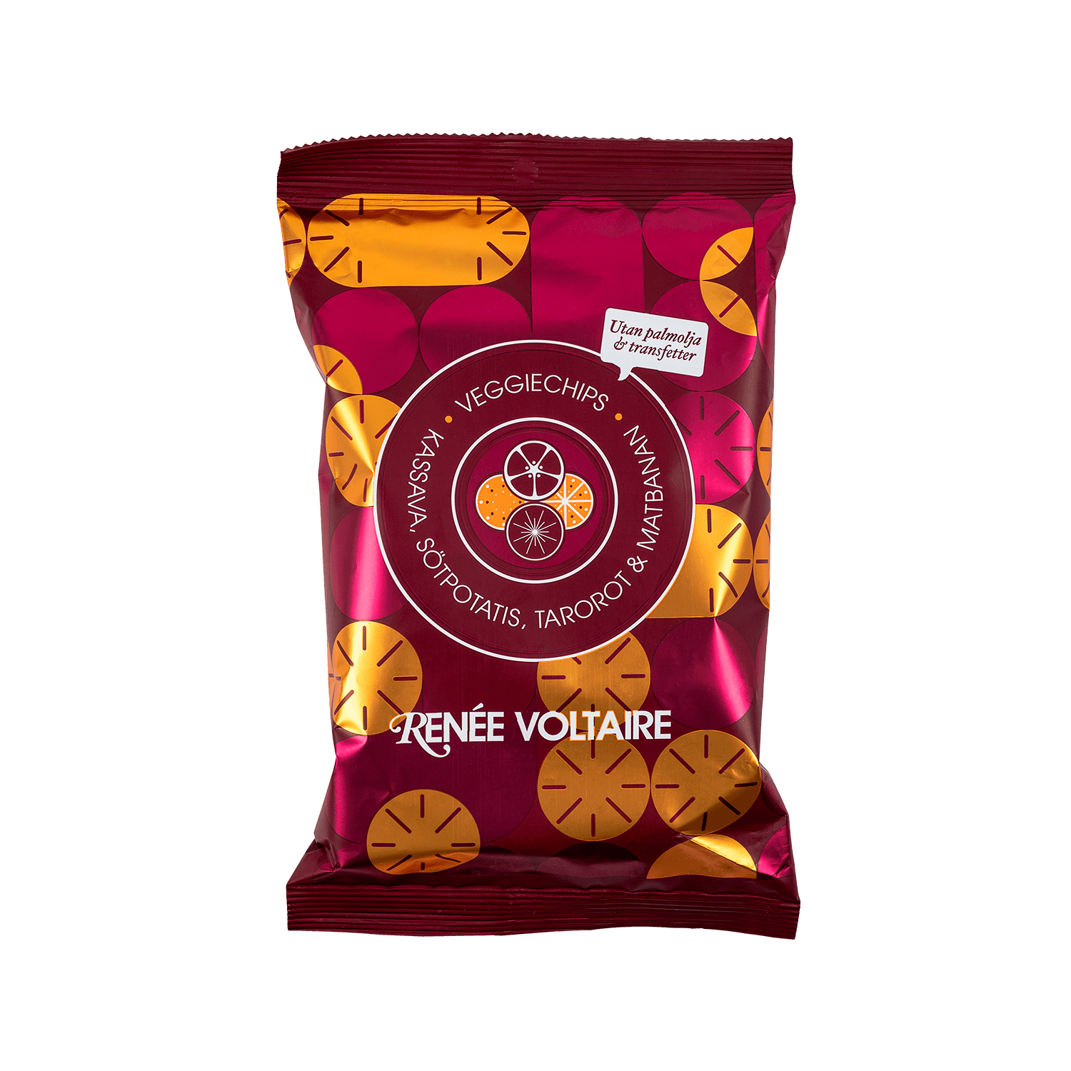 Veggiechips – Kassava, Tarorot, Sötpotatis & Matbanan 115 g – från Renée Voltaire – 41 kr – hos Bodystore
