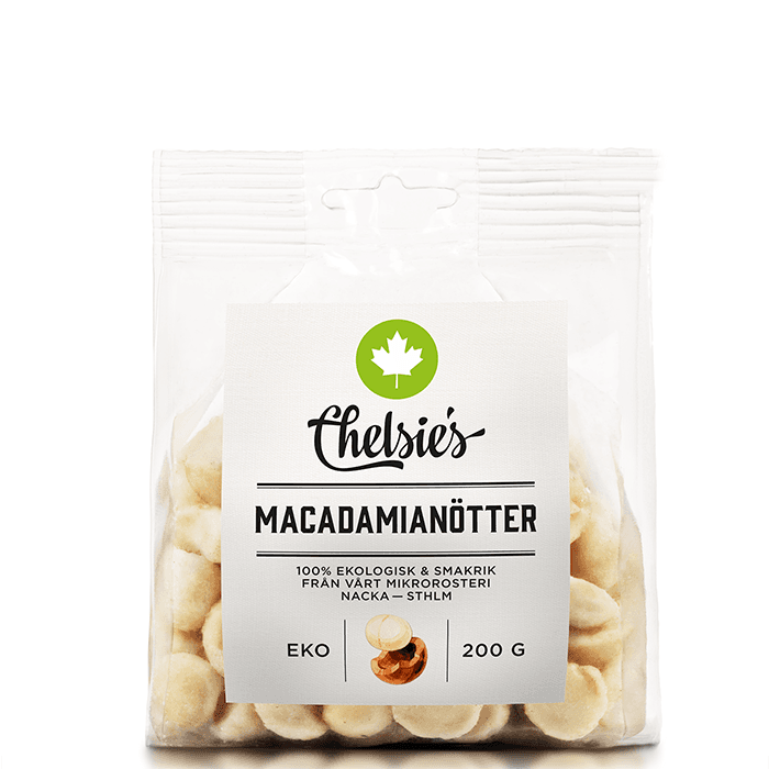 Macadamianötter 200 g – från Chelsie s Organic Gourmet Prod – 99 kr – hos Bodystore