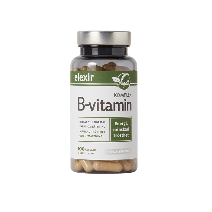 B-vitamin Komplex Vegansk 100 kapslar från Elexir Pharma – köp hos Bodystore