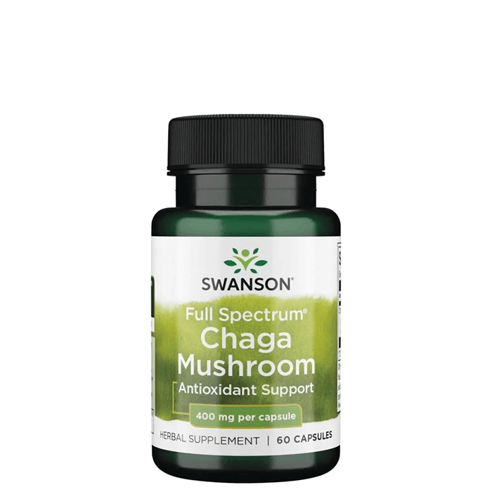 Full Spectrum Chaga Mushroom 400 mg 60 kapslar – från Swanson – 149 kr – hos Bodystore