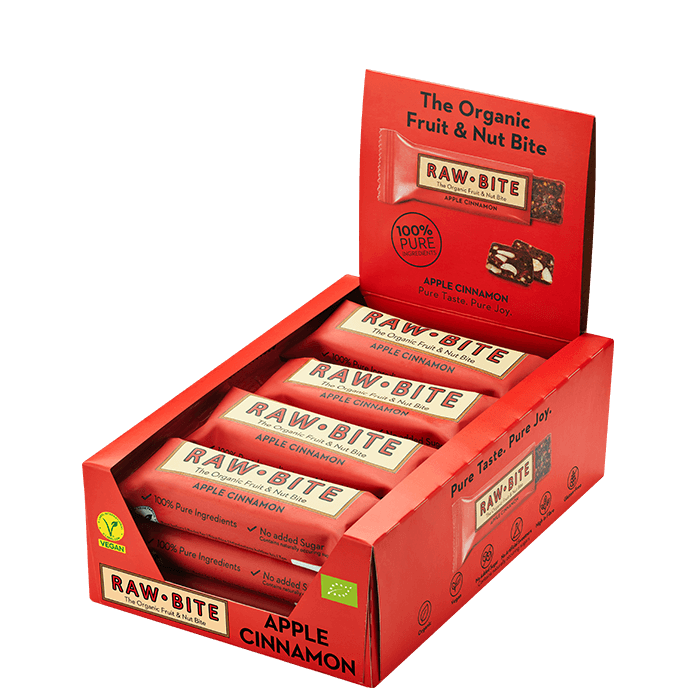 12 x Organic fruit & nut apple cinnamon 50 g – från Rawbite – 259 kr – hos Bodystore