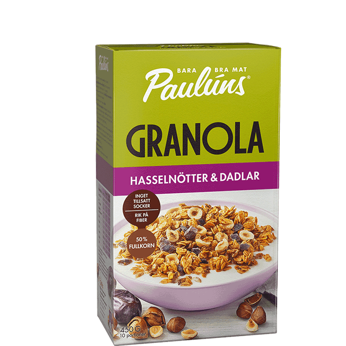 Granola Hasselnöt Dadlar 450 g från Paulúns – köp hos Bodystore