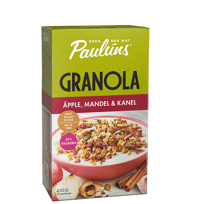 Granola Äpple Mandel Kanel 450 g – från Paulúns – 59 kr – hos Bodystore