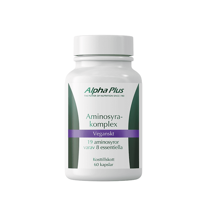 Aminosyrakomplex Vegetabiliska Aminosyror 60 kapslar – från Alpha Plus – 219 kr – hos Bodystore