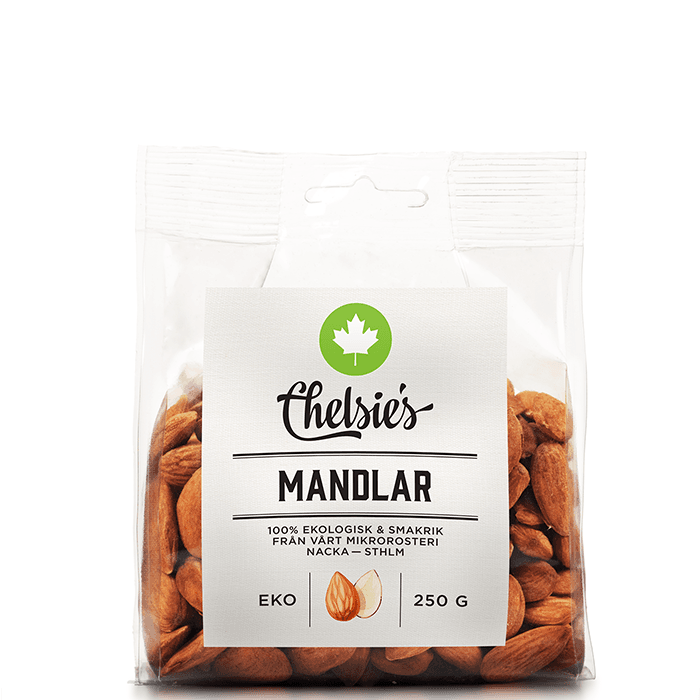 Mandlar 250 g – från Chelsie s Organic Gourmet Prod – 82 kr – hos Bodystore