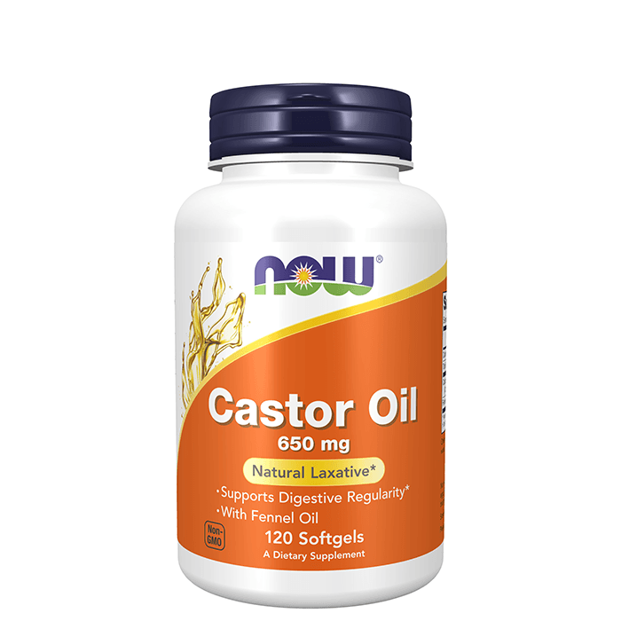 Castor oil 650MG 120 softgels – från Now Foods – 329 kr – hos Bodystore