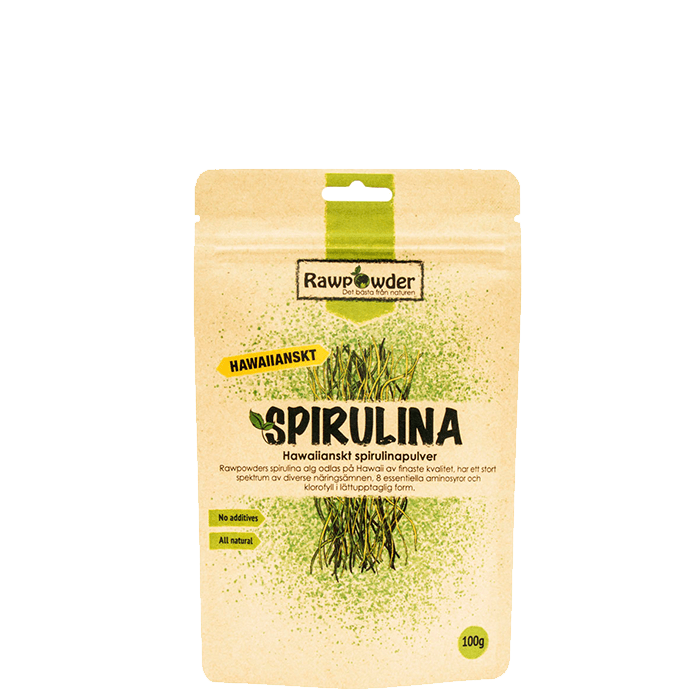 Hawaiianskt Spirulinapulver 100 g – från Rawpowder – 110 kr – hos Bodystore