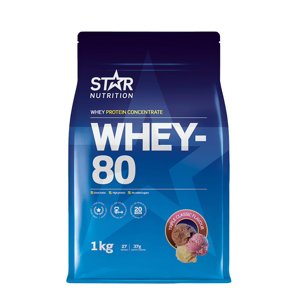 Whey-80 Vassleprotein 1 kg – från Star Nutrition – 399 kr – hos Bodystore