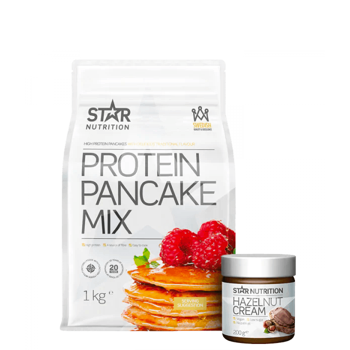 Proteinpannkakor 1 kg + Protein Hasselnötskräm 200 g från Star Nutrition – köp hos Bodystore