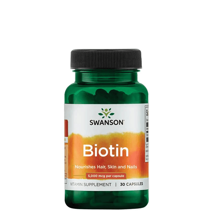 Biotin 5000 mcg 30 kapslar – från Swanson – 69 kr – hos Bodystore