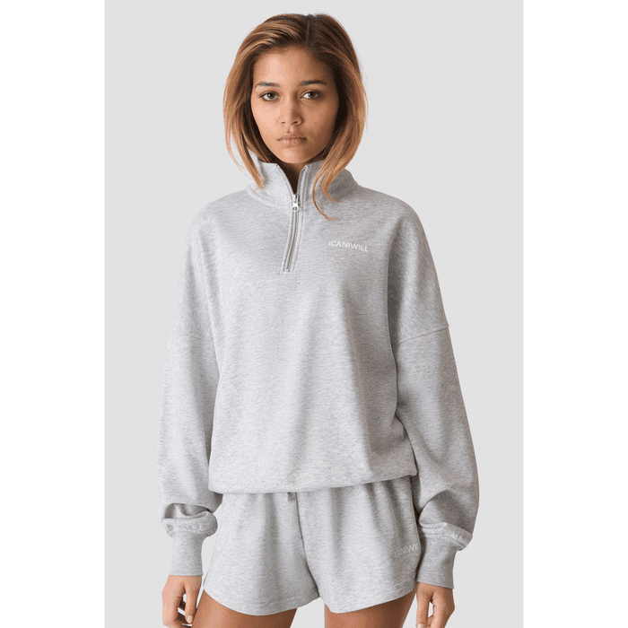 Everyday Terry Sweatshirt med Kort Dragkedja Grå – från ICANIWILL – 799 kr – hos Bodystore