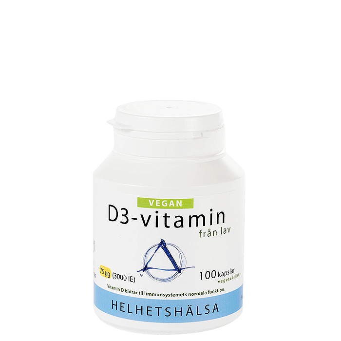D3-vitamin Vegan 75 mcg 3000 IE 100 kapslar från Helhetshälsa – köp hos Bodystore