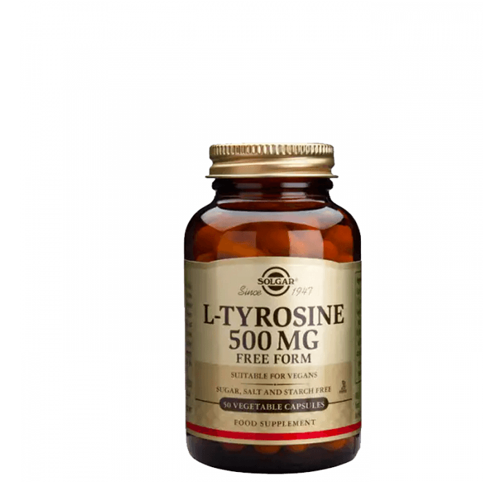 L-Tyrosine 500 mg Aminosyror 50 kapslar från Solgar – köp hos Bodystore