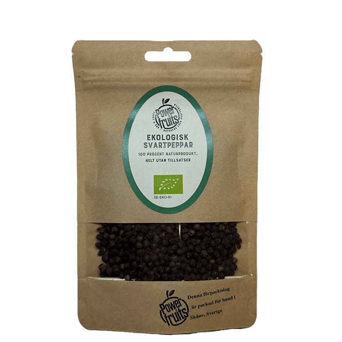 Ekologisk Svartpeppar Hel 200 g – från Powerfruits – 113 kr – hos Bodystore