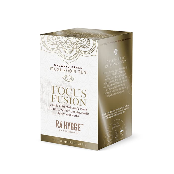 Grön te Focus Fusion med Lion's Mane extrakt 16 påsar EKO – från Rå Hygge – 79 kr – hos Bodystore
