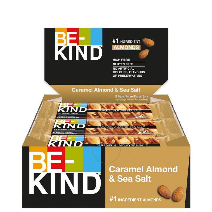 12 x BeKind Core Bar 40 g Caramel Almond & Sea Salt – från Be-kind – 224 kr – hos Bodystore