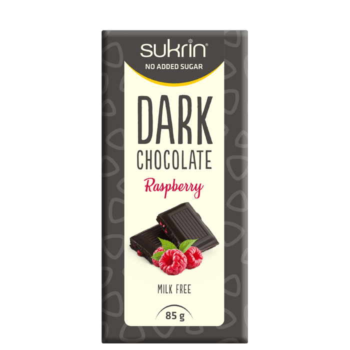 Mörk Choklad 65% Med Hallon 85 g – från SUKRIN – 49 kr – hos Bodystore