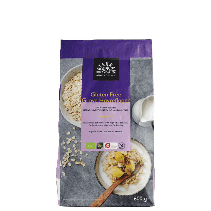Grova Havreflingor Glutenfri 600 g – från Urtekram – 42 kr – hos Bodystore