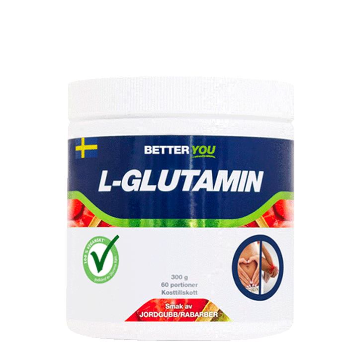 Naturligt L-Glutamin 300 g Jordgubb Rabarber – från Better You – 283 kr – hos Bodystore