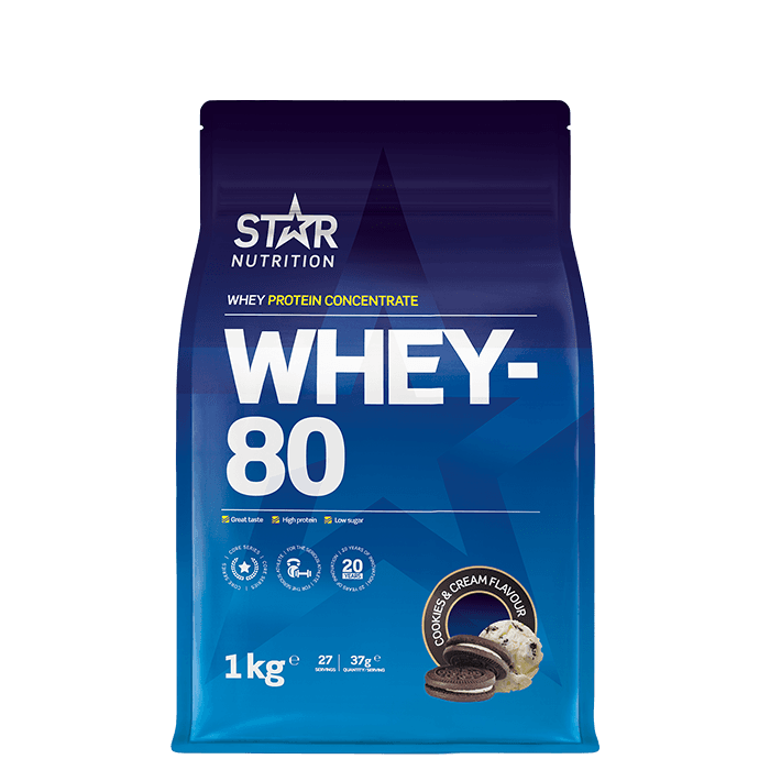 Whey-80 Vassleprotein 1 kg – från Star Nutrition – 399 kr – hos Bodystore