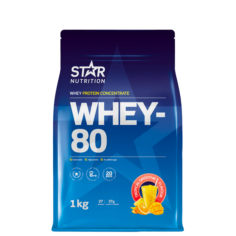 Whey-80 Vassleprotein 1 kg – från Star Nutrition – 399 kr – hos Bodystore