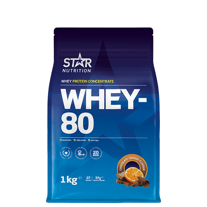Whey-80 Vassleprotein 1 kg – från Star Nutrition – 399 kr – hos Bodystore
