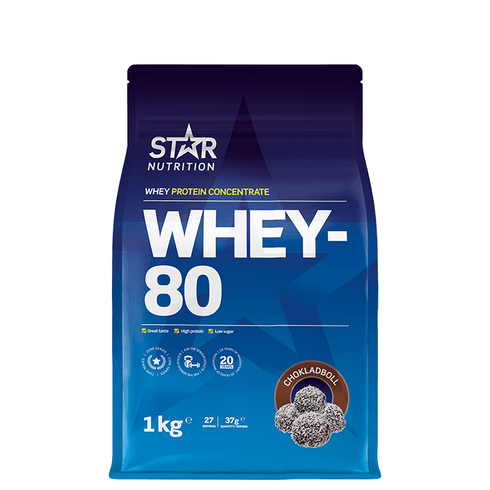 Whey-80 Vassleprotein 1 kg – från Star Nutrition – 399 kr – hos Bodystore